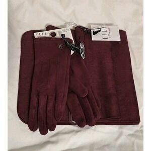 Women's Gloves And‎ Scarf Set , Cashmere Feel One Size , Burgundy